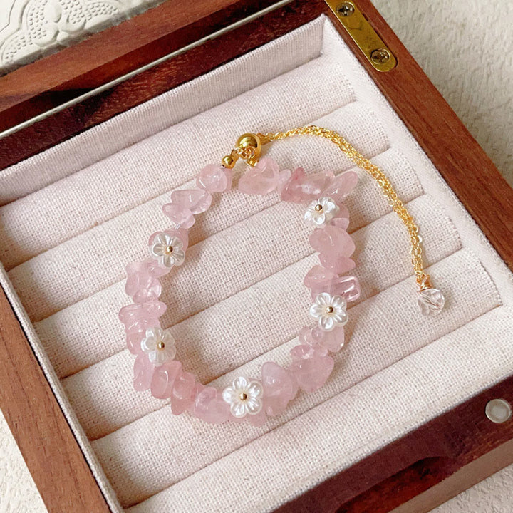 Buddha Stones, unregelmäßiges Kristallblumen-Design, Amethyst, weißer Kristall, Balance-Armband - Rosa Kristall (Handgelenkumfang: 15-19 cm) - image 9