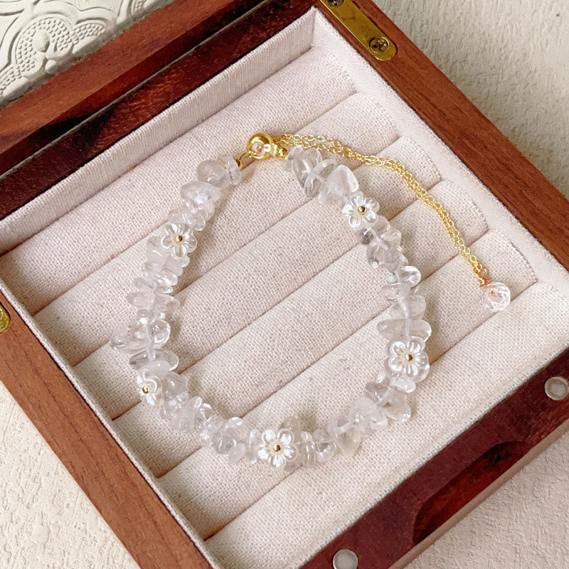 Buddha Stones, unregelmäßiges Kristallblumen-Design, Amethyst, weißer Kristall, Balance-Armband - Weißer Kristall (Handgelenkumfang: 15-19 cm) - image 3