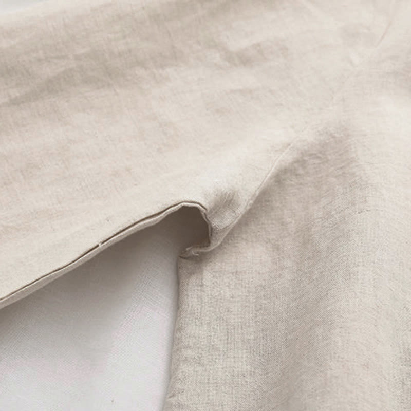 Buddha Stones ​​Herbst Beige Blumengras Stickerei Knöpfe Damen Baumwolle Langarmhemd - image 5