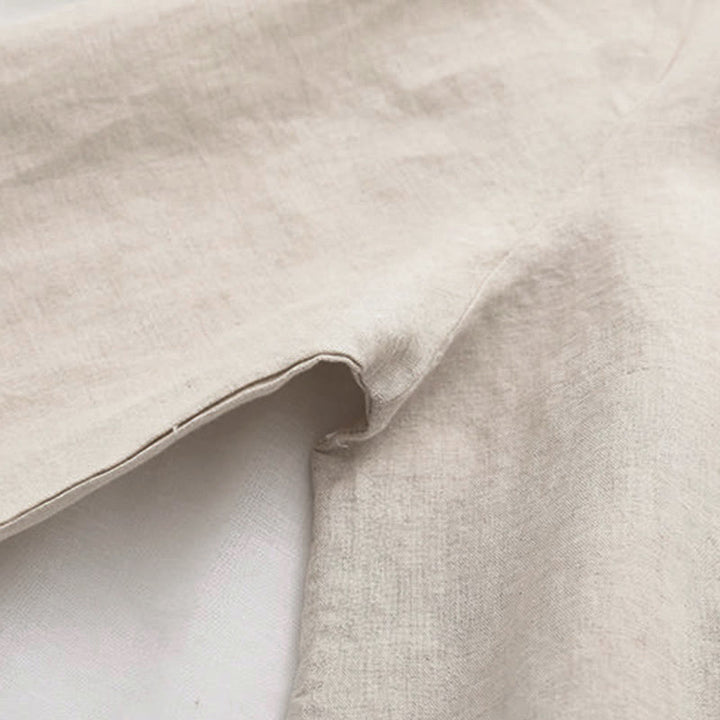 Buddha Stones ​​Herbst Beige Blumengras Stickerei Knöpfe Damen Baumwolle Langarmhemd - image 5