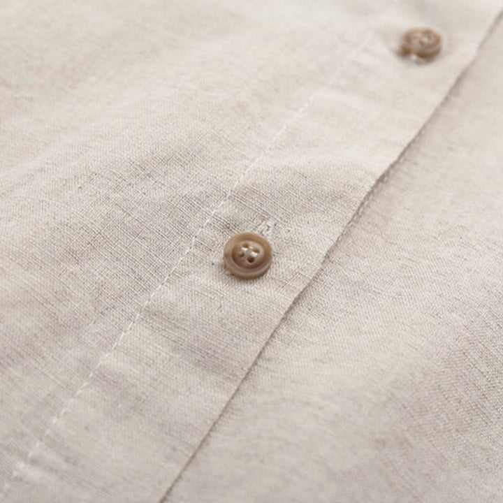 Buddha Stones ​​Herbst Beige Blumengras Stickerei Knöpfe Damen Baumwolle Langarmhemd - image 4