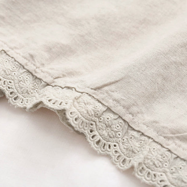 Buddha Stones ​​Herbst Beige Blumengras Stickerei Knöpfe Damen Baumwolle Langarmhemd - image 7