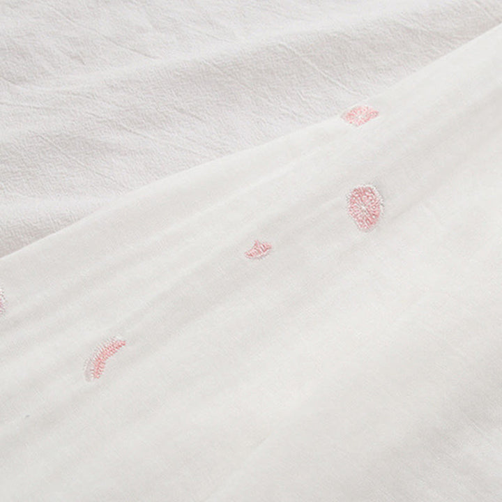 Buddha Stones, Herbstrosa Pflaumenblüten, Stickereiknöpfe, Damen-Baumwoll-Langarmshirt - image 10