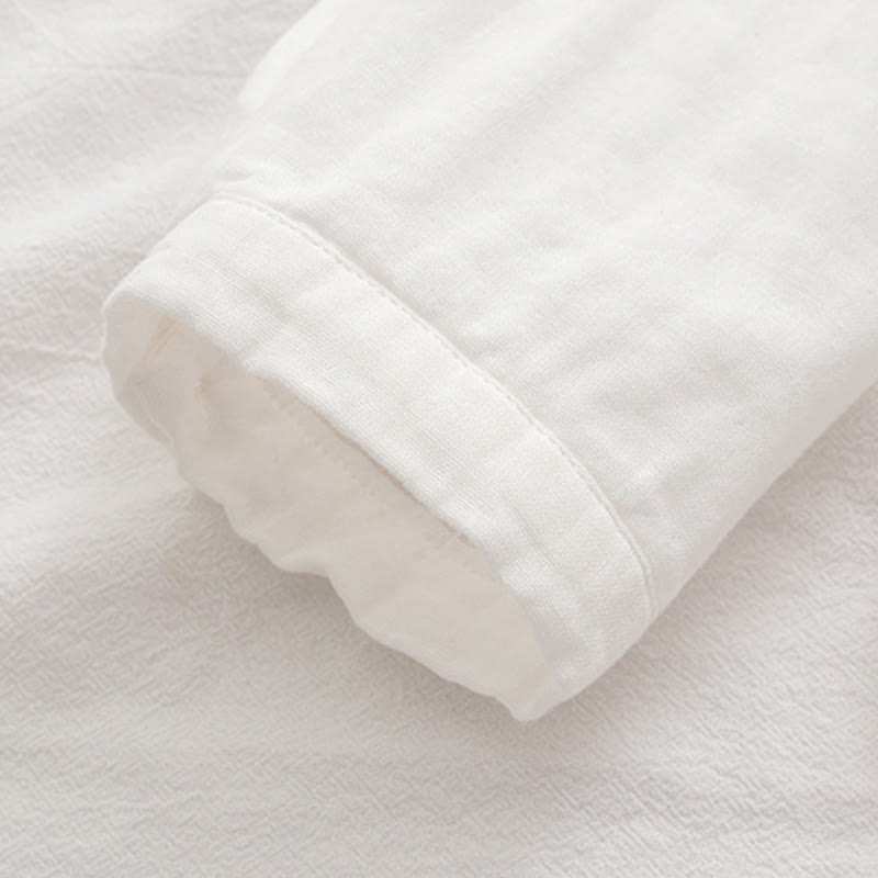 Buddha Stones, Herbstrosa Pflaumenblüten, Stickereiknöpfe, Damen-Baumwoll-Langarmshirt - image 11