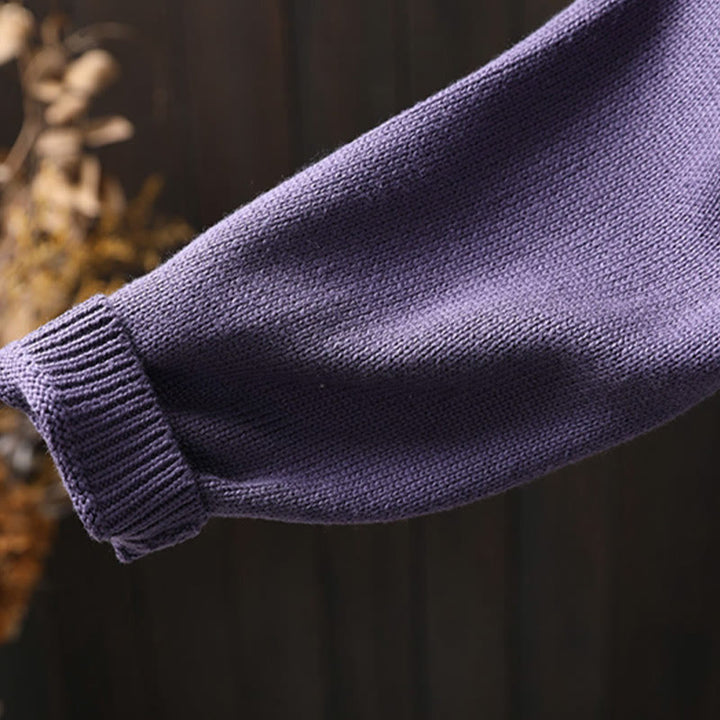 Strickcardigan mit Buddha Stones, Blumenstickerei und Knöpfen aus Baumwolle, Damen, langärmelig - image 12