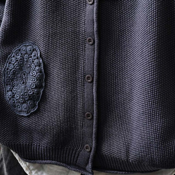 Buddha Stones, Herbstblumenknöpfe, Baumwoll-Strickjacke für Damen, langärmelig, Strickmuster - image 27