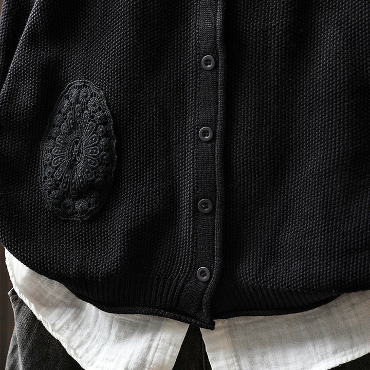 Buddha Stones, Herbstblumenknöpfe, Baumwoll-Strickjacke für Damen, langärmelig, Strickmuster - image 30