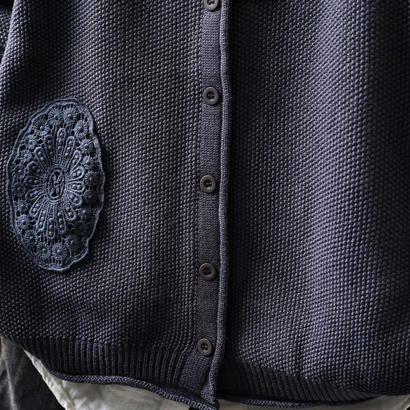 Buddha Stones, Herbstblumenknöpfe, Baumwoll-Strickjacke für Damen, langärmelig, Strickmuster - image 27