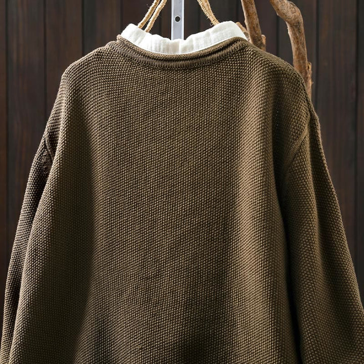 Buddha Stones, Herbstblumenknöpfe, Baumwoll-Strickjacke für Damen, langärmelig, Strickmuster - image 7