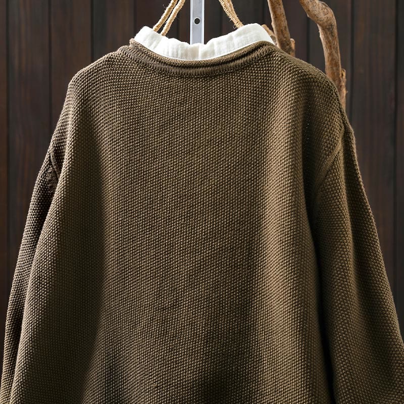 Buddha Stones, Herbstblumenknöpfe, Baumwoll-Strickjacke für Damen, langärmelig, Strickmuster - image 7