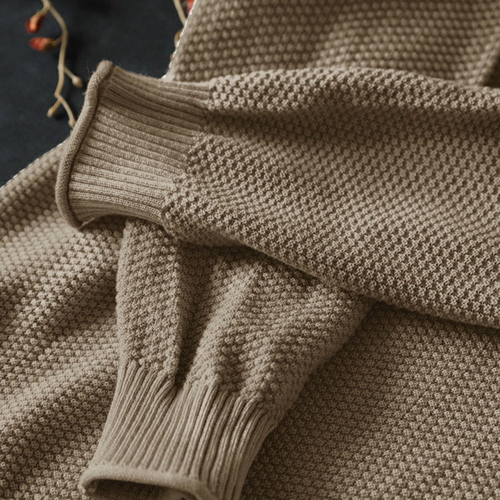 Buddha Stones ​​Herbstfarbene Knöpfe V-Ausschnitt Baumwolle Damen Langarm Strickpullover - image 4