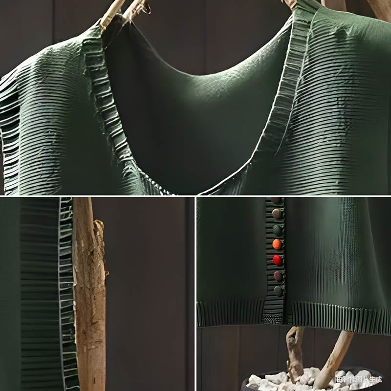 Ärmellose Strickweste für Damen mit Buddha Stones und bunten Knöpfen - image 8