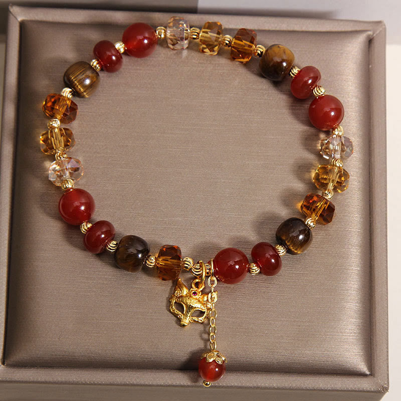 Buddha Stones ​​Rotes Achat-Tigerauge-Fuchs-Charm-Armband mit beruhigenden Perlen - image 8