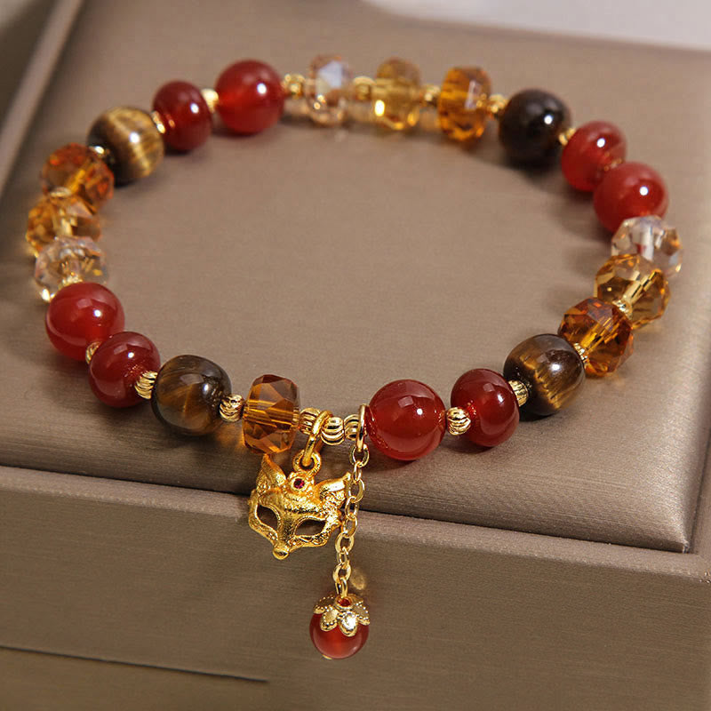 Buddha Stones ​​Rotes Achat-Tigerauge-Fuchs-Charm-Armband mit beruhigenden Perlen - image 3