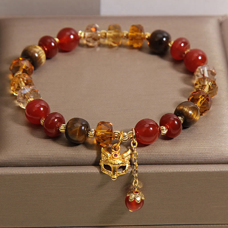 Buddha Stones ​​Rotes Achat-Tigerauge-Fuchs-Charm-Armband mit beruhigenden Perlen - image 4