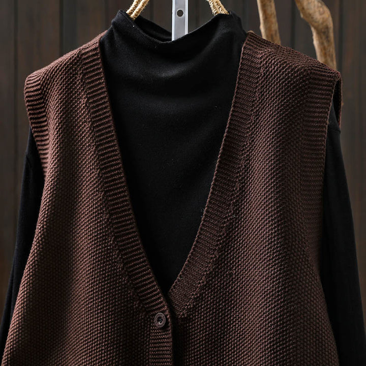 Ärmellose Damenweste aus Baumwolle mit Buddha Stones, Hasenmotiv, Baumstickerei und Knöpfen - image 22