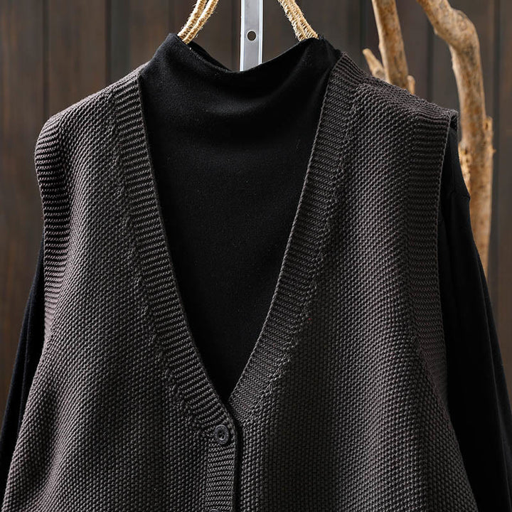 Ärmellose Damenweste aus Baumwolle mit Buddha Stones, Hasenmotiv, Baumstickerei und Knöpfen - image 19