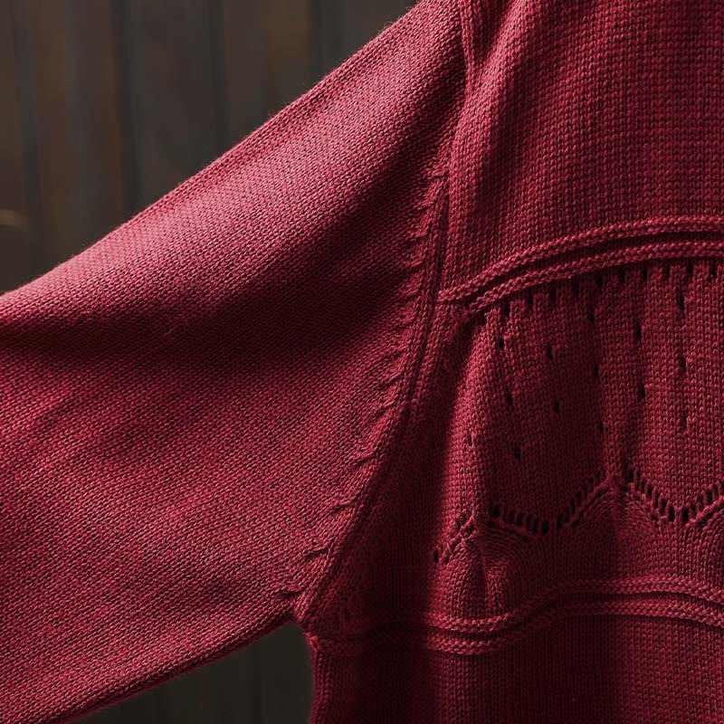 Buddha Stones Herbstspitze Knöpfe Baumwolle Damen Langarm Strickcardigan mit Taschen - image 11