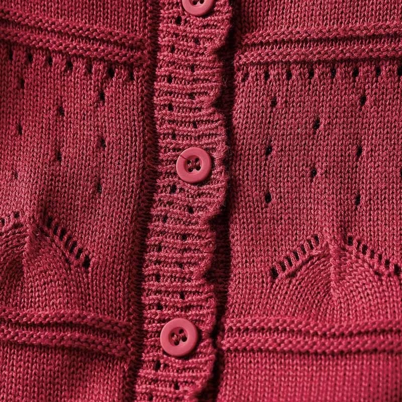 Buddha Stones Herbstspitze Knöpfe Baumwolle Damen Langarm Strickcardigan mit Taschen - image 6