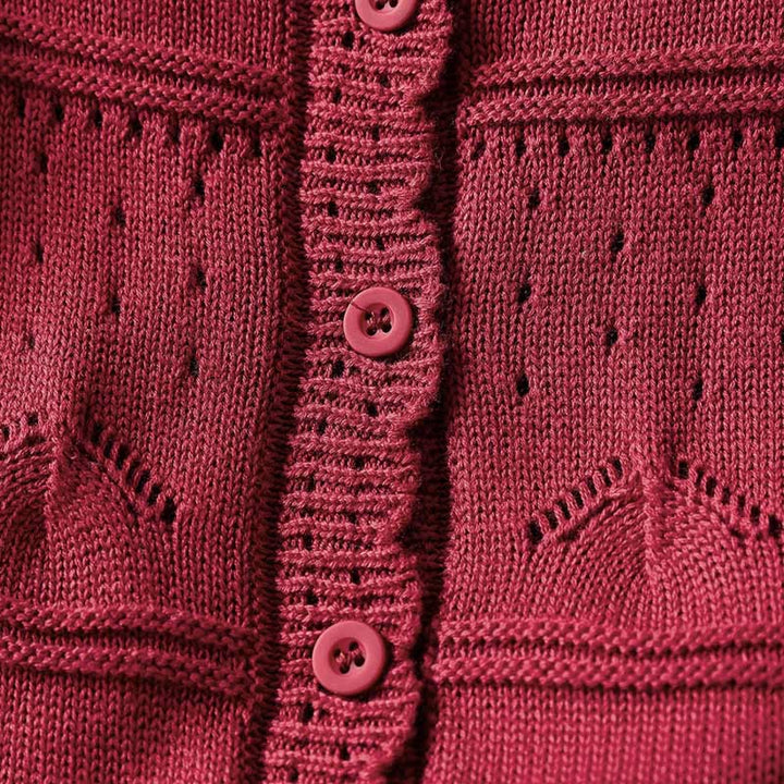 Buddha Stones Herbstspitze Knöpfe Baumwolle Damen Langarm Strickcardigan mit Taschen - image 6