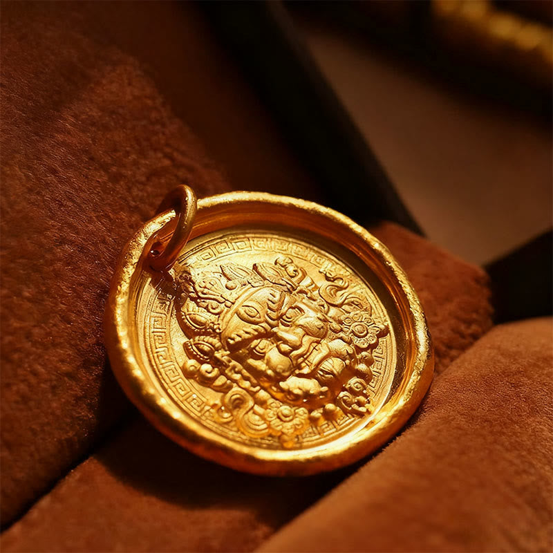 Buddha Stones, 24 Karat vergoldetes Messing, gelbe Jambhala-Kette zum Schutz vor Wohlstand - image 4