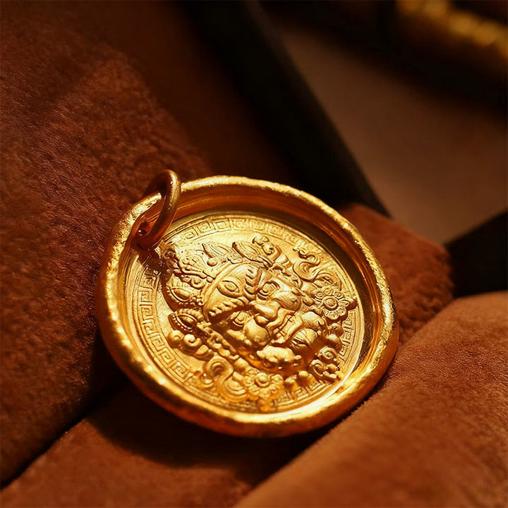 Buddha Stones ​​Gelbe Jambhala Kupfer Reichtum Wohlstand Kette Anhänger Halskette - image 4