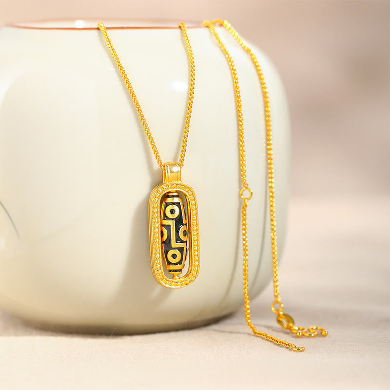 Buddha Stones, neunäugige Dzi-Perle, Glücksmuster, Kupfer-Anhänger mit Waage - image 2