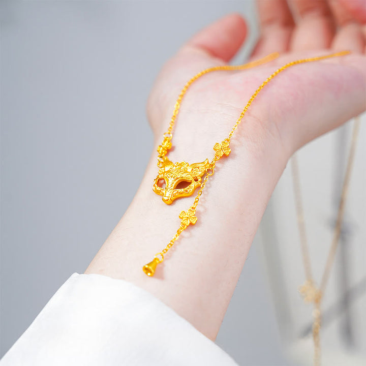 Buddha-Stein-Goldener-Fuchs-Blumen-Design-Quaste Kupfer-Balance-Anhänger-Halskette - image 3