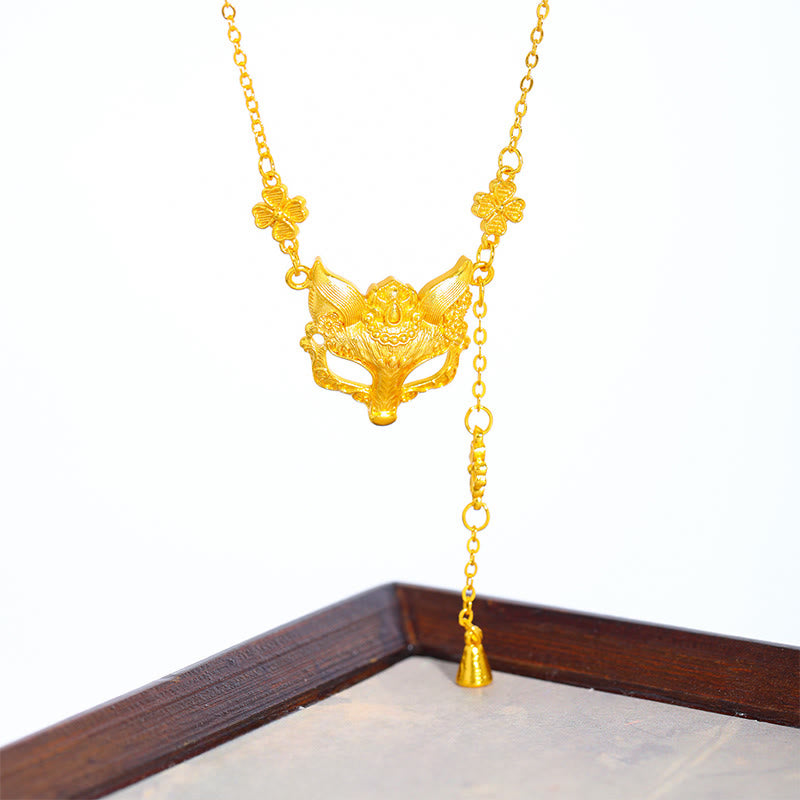 Buddha-Stein-Goldener-Fuchs-Blumen-Design-Quaste Kupfer-Balance-Anhänger-Halskette - image 4