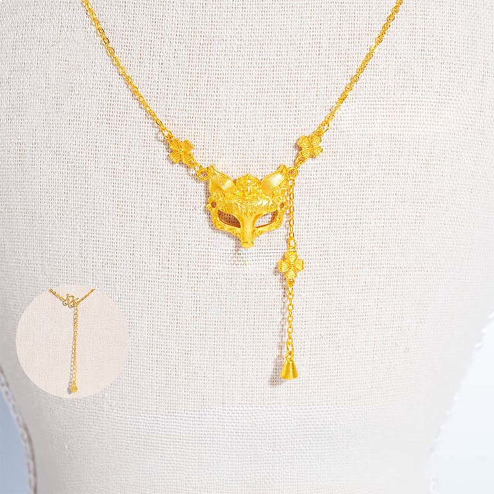 Buddha-Stein-Goldener-Fuchs-Blumen-Design-Quaste Kupfer-Balance-Anhänger-Halskette - image 2