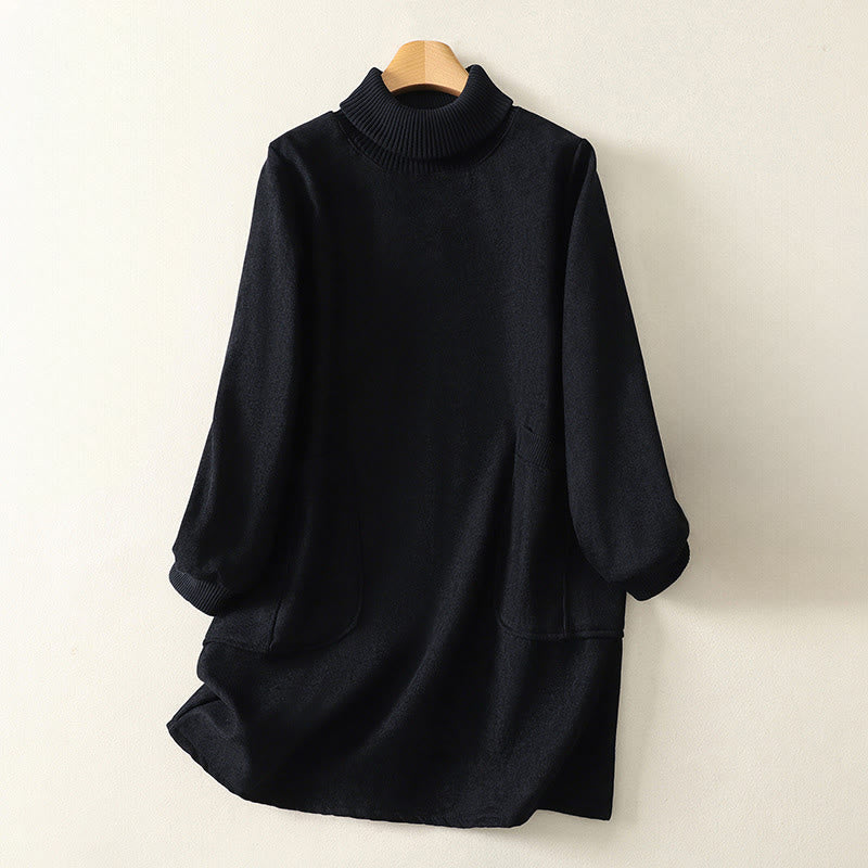 Buddha Stones Winterkleid mit hohem Kragen, warmer Baumwolle, langen Ärmeln und Taschen für Damen - Schwarz - US14, UK/AU18, EU46 (2XL) - image 21