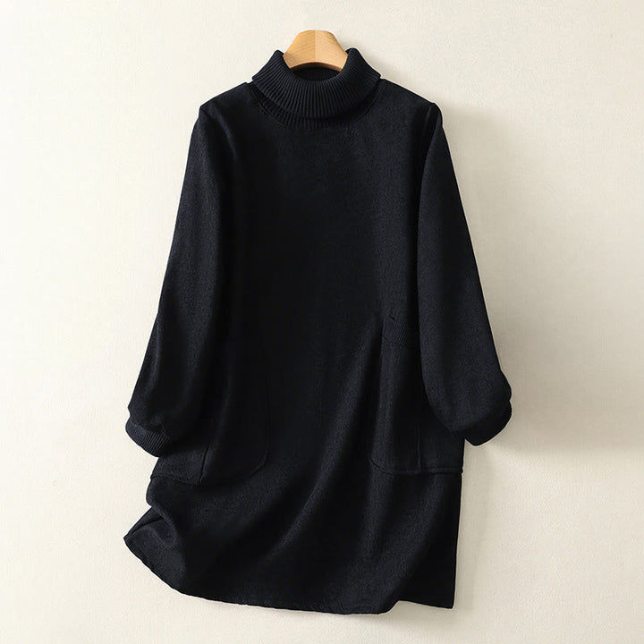 Buddha Stones Winterkleid mit hohem Kragen, warmer Baumwolle, langen Ärmeln und Taschen für Damen - Schwarz - US14, UK/AU18, EU46 (2XL) - image 21