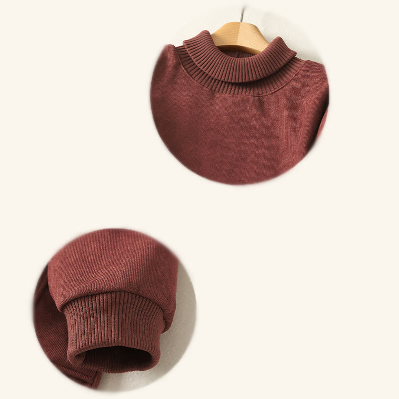 Buddha Stones Winterkleid mit hohem Kragen, warmer Baumwolle, langen Ärmeln und Taschen für Damen - image 15