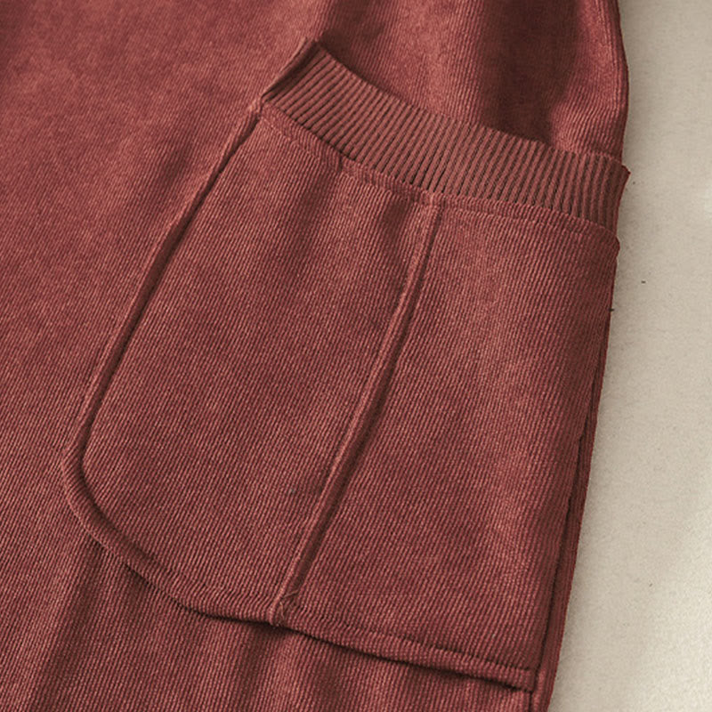 Buddha Stones Winterkleid mit hohem Kragen, warmer Baumwolle, langen Ärmeln und Taschen für Damen - image 10