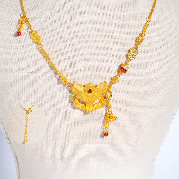 Buddha-Stein-Kupfer-Fuchs-Design-Quasten-Anhänger-Halskette - image 1