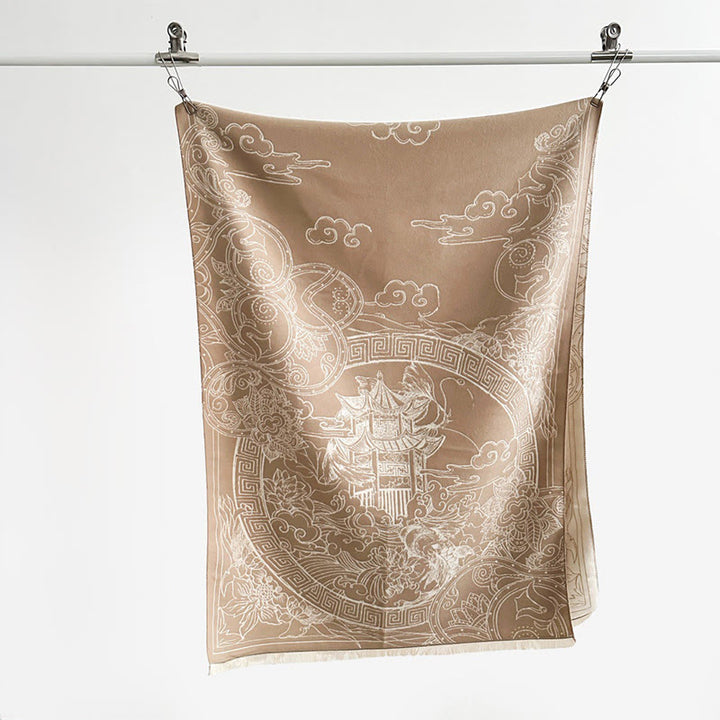 Buddha Stones ​​Herbstpavillon Koi-Fische Blumen Wellenmuster Kuscheliger Schal Stola - image 16