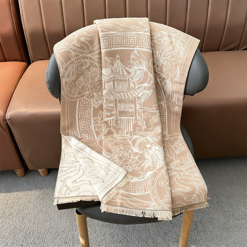 Buddha Stones ​​Herbstpavillon Koi-Fische Blumen Wellenmuster Kuscheliger Schal Stola - image 15