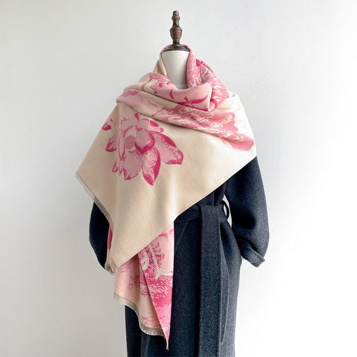 Buddha Stones, Winterstorch, Lotusblumen, Blättermuster, weicher Schal/Stola - image 6