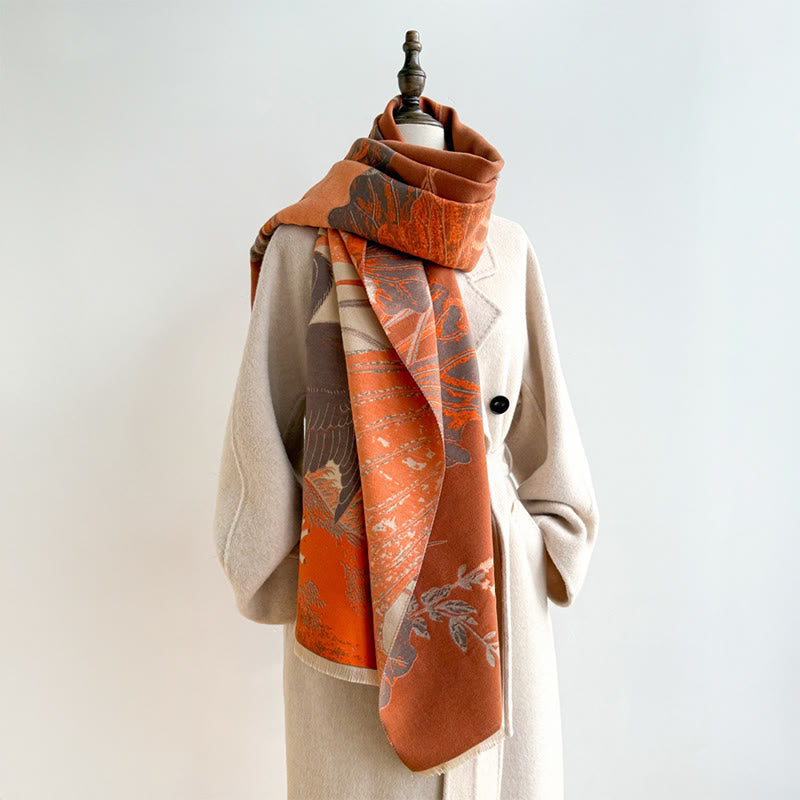 Buddha Stones, Winterstorch, Lotusblumen, Blättermuster, weicher Schal/Stola - image 3