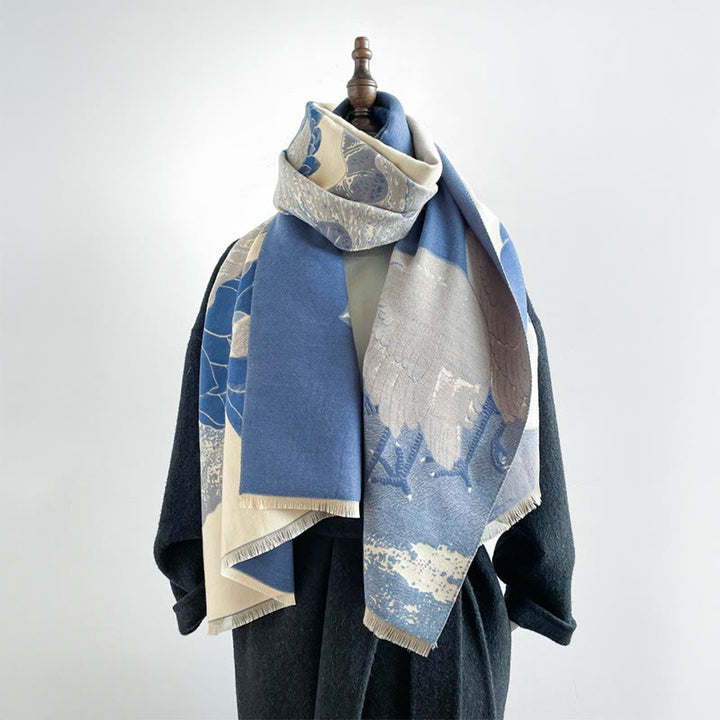 Buddha Stones, Winterstorch, Lotusblumen, Blättermuster, weicher Schal/Stola - image 10