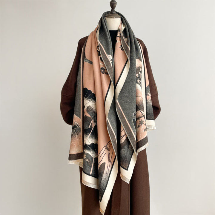 Buddha Stones, Winterberg, Lotusblumen, Blättermuster, weicher Schal/Stola - image 2