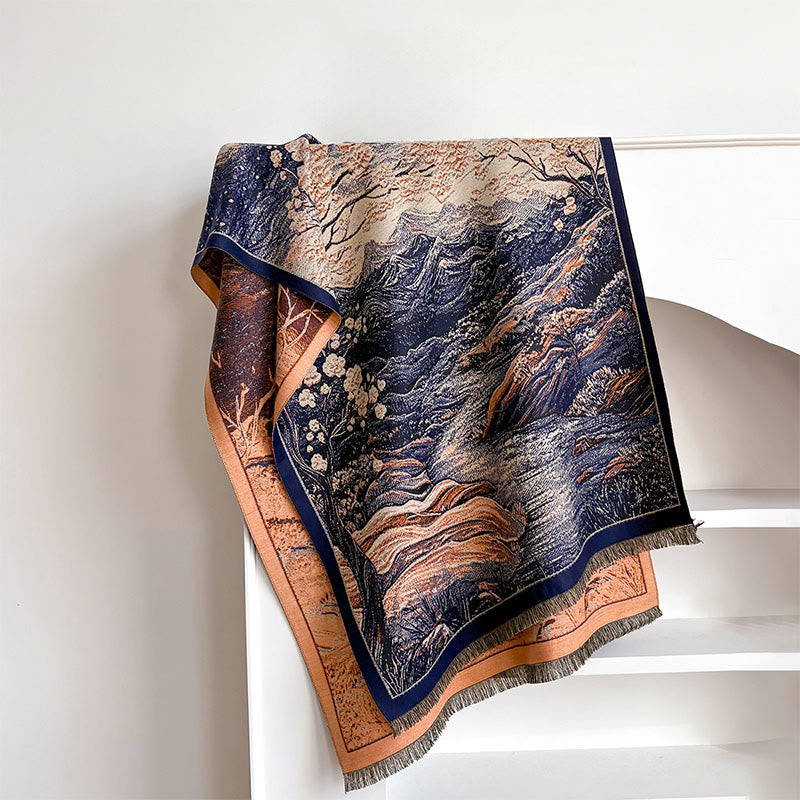 Buddha Stones ​​Winter Farbverlauf Warme Hügel Baummuster Kuscheliger Schal Stola - image 1