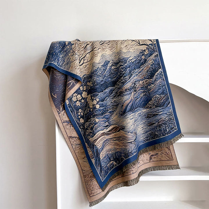 Buddha Stones ​​Winter Farbverlauf Warme Hügel Baummuster Kuscheliger Schal Stola - SteelBlue - 185 x 65 cm - image 7