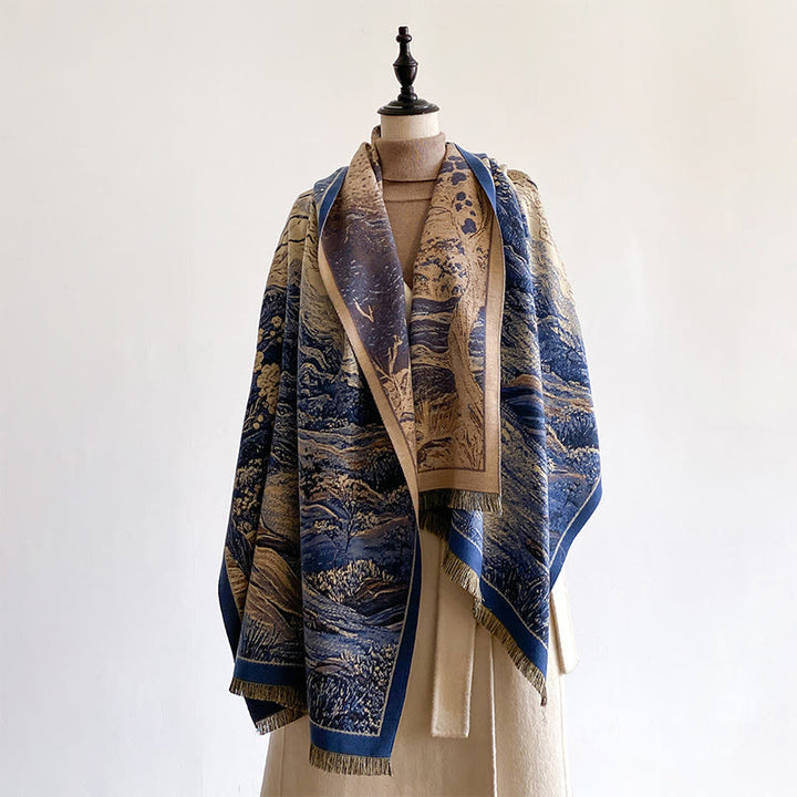 Buddha Stones ​​Winter Farbverlauf Warme Hügel Baummuster Kuscheliger Schal Stola - image 8