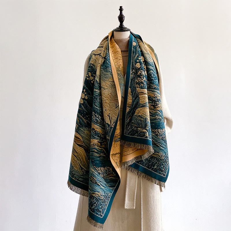 Buddha Stones ​​Winter Farbverlauf Warme Hügel Baummuster Kuscheliger Schal Stola - image 3