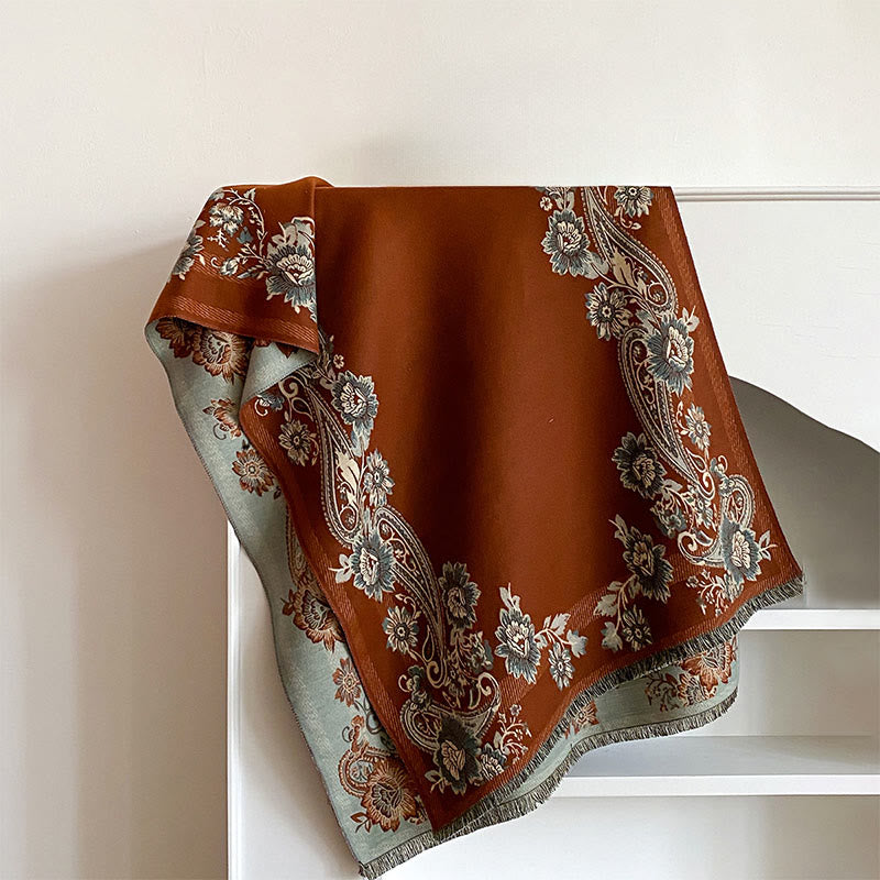 Buddha Stones ​​Herbst Cashew-Blumenranken Muster Warmer Kuschelschal - image 1