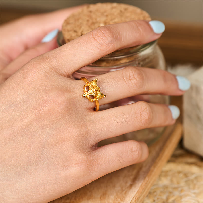 Buddha Stones ​​Fuchsmaske 24 Karat vergoldeter Messingring - image 5