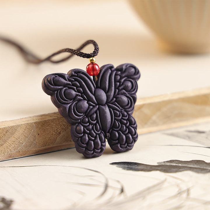 Buddha Stones ​​Fuchsmaske Schmetterling Taotie Friedensschnalle Glückskette Anhänger - Relief Butterfly - image 8