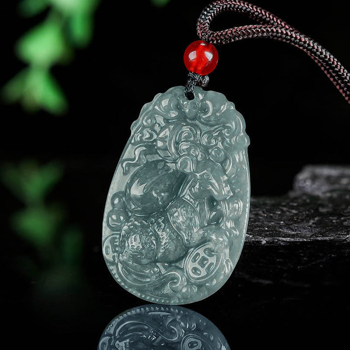 Buddha Stones Chinesisches Sternzeichen Jade Jahr des Pferdes Glück Seil Halskette Anhänger - image 7