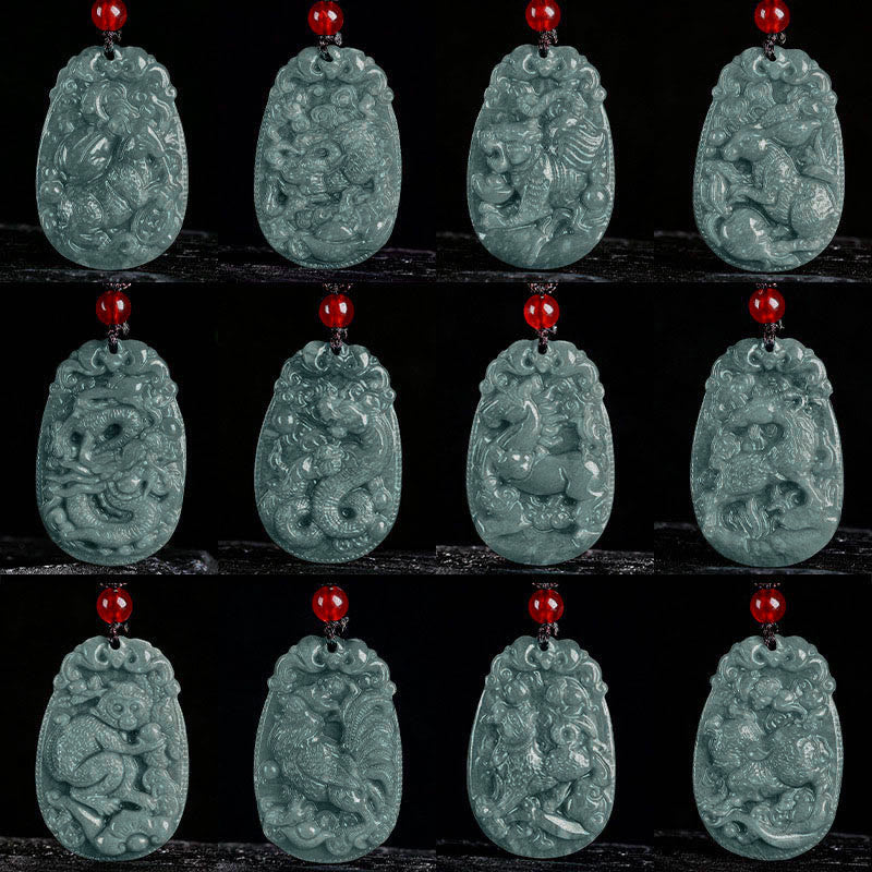 Buddha Stones Chinesisches Sternzeichen Jade Jahr des Pferdes Glück Seil Halskette Anhänger - image 21
